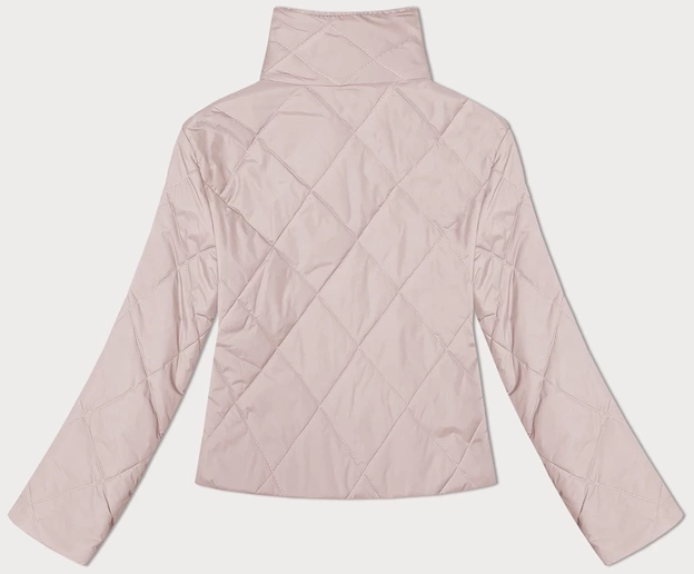 Pikowana kurtka damska ze stójką pudrowy różowy (20067)