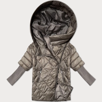 Lekka damska kurtka z dzianinowymi rękawami Minority ciemny beż (M2-6701-62)