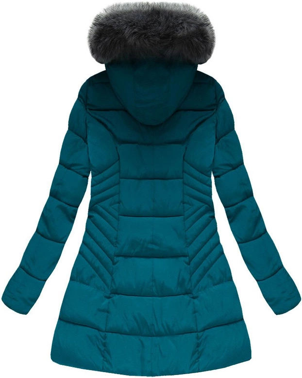 PIKOWANA KURTKA ZIMOWA CIEMNOTURKUSOWA (17852D)