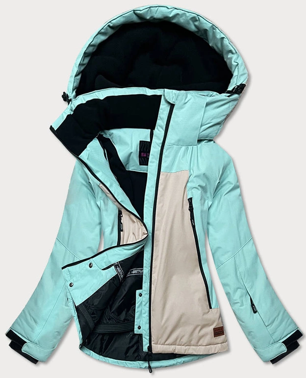 KURTKA NARCIARSKA DAMSKA MIĘTOWO - BEŻOWA (B2382)