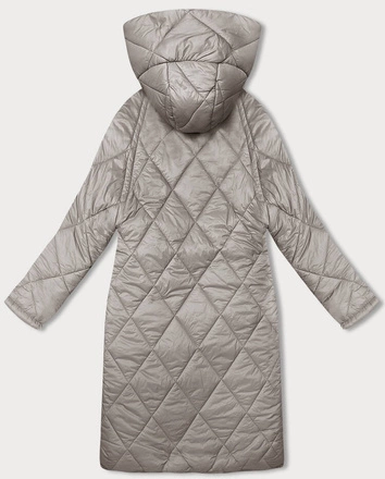 Długa kurtka damska z kapturem beżowa (5M3171-62)