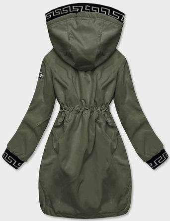 Kurtka damska z ozdobną lamówką khaki (B8139-11)