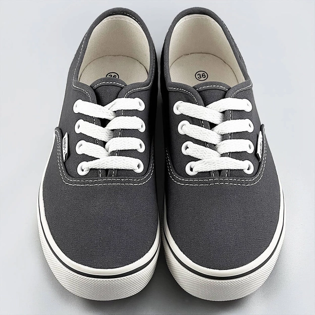 Sznurowane tenisówki damskie ciemnoszare (a8865)