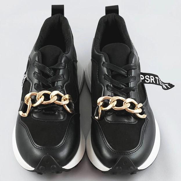 Buty sportowe z łańcuchem czarne (n-206)