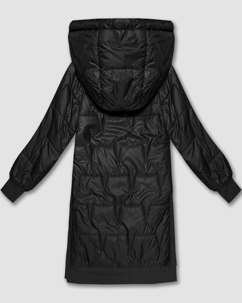 Prosta kurtka plus size z ozdobnym pikowaniem S'West czarna (B8395-1)