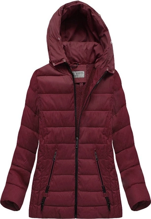 PIKOWANA KURTKA Z KAPTUREM BORDOWA (R9505)