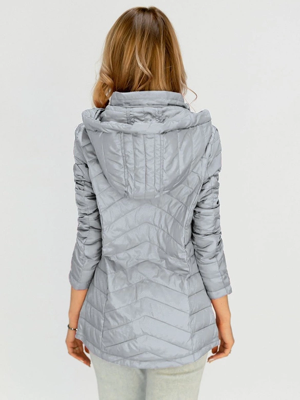 PIKOWANA KURTKA Z KAPTUREM SZARA (W622)