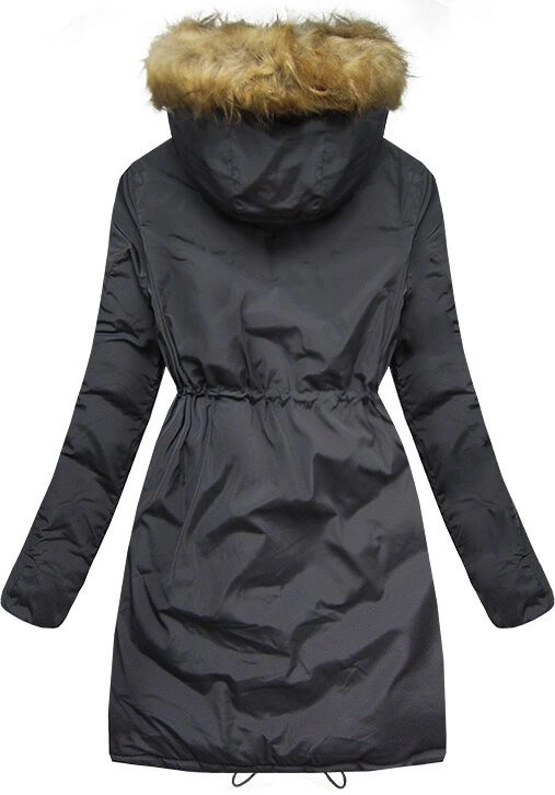 DWUSTRONNA PARKA Z KAPTUREM GRAFITOWO-CZARNA (MODEL16)