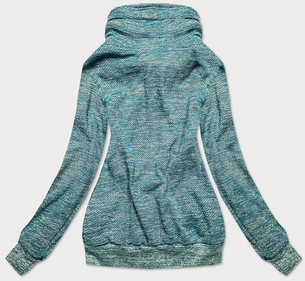 DAMSKA BLUZA SPORTOWA Z WYSOKĄ STÓJKĄ TURKUSOWA (58329)