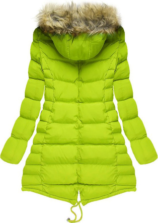 ASYMETRYCZNA KURTKA Z KAPTUREM LIMONKOWA (W815)