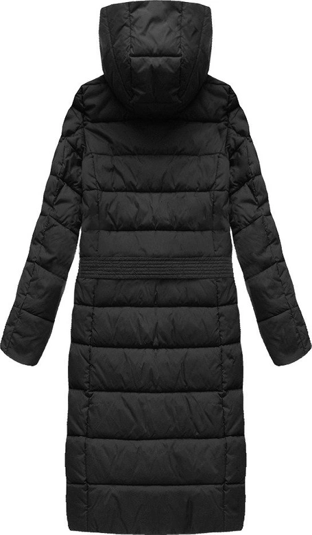 DŁUGA PIKOWANA KURTKA CZARNA (7704)