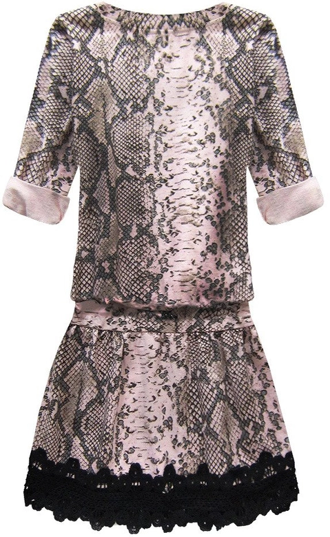 WĘŻOWA SUKIENKA Z GIPIURĄ RÓŻOWA (162ART)