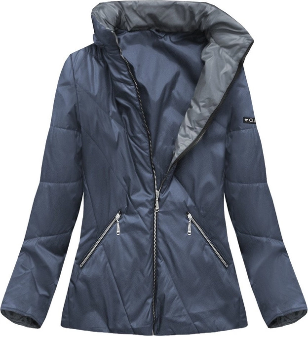 PIKOWANA KURTKA Z KAPTUREM NIEBIESKA (B9516)