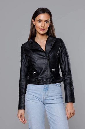 Ramoneska ze stójką ekoskóra czarna (AX-805)