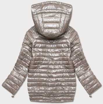 Asymetryczna kurtka damska z kapturem beżowa (pc-7510-62)