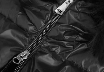 METALICZNA KURTKA ZIMOWA DAMSKA CZARNA (B9528)