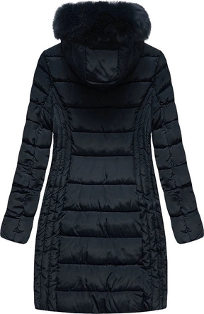 DŁUŻSZA DAMSKA KURTKA Z KAPTUREM GRANATOWA (B2620-30)