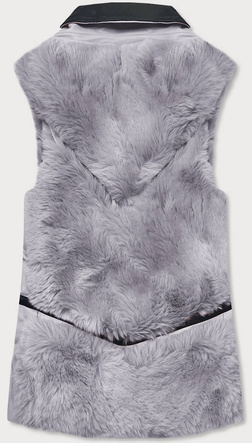 Elegancka kamizelka ekoskóra i futro szara (br9593-102)