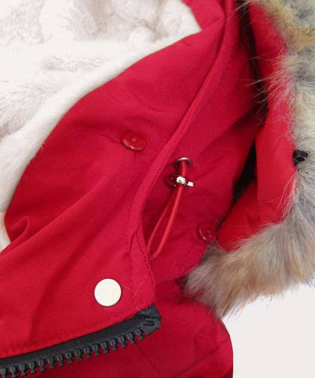 DAMSKA PARKA ZIMOWA NA MISIU CZERWONA (W378)