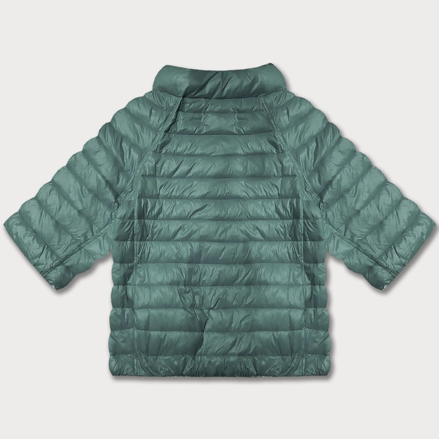 Dwustronna kurtka damska plus size z rękawem 3/4 Minority ciemny miętowy/kwiaty (M23-7010-253)