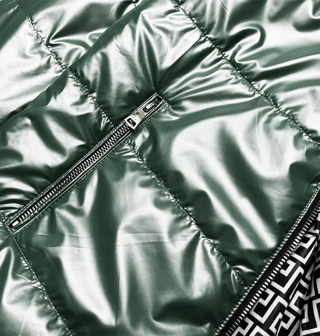 Dwustronna kurtka damska z kapturem zielona (br9795-10)