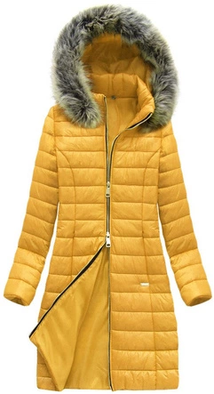 DŁUGA PIKOWANA KURTKA ŻÓŁTA (80930)