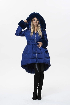 Damska rozkloszowana kurtka zimowa chabrowa (x006x)