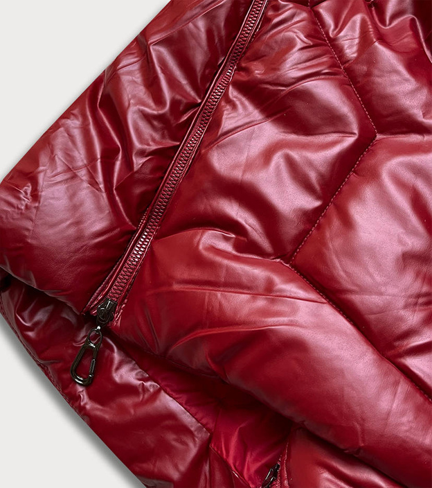 Błyszcząca kurtka zimowa damska czerwona (m-21008)