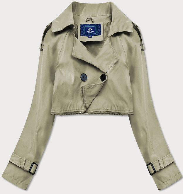 Dwurzędowy trencz z paskiem khaki (ag3-011)