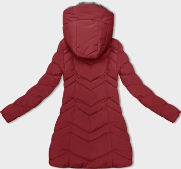 Damska kurtka zimowa na futerku czerwona (LHD-23023)