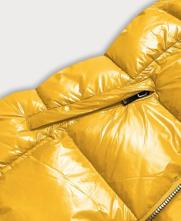 Lakierowana kamizelka damska z futerkiem żółta (DK027-86)