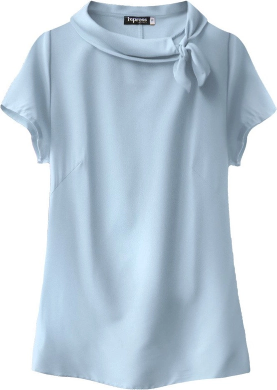 BLUZKA Z WIĄZANYM KOŁNIERZYKIEM BŁĘKITNA (289ART)