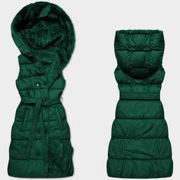 Gruba dwustronna kamizelka puchowo-futrzana Minority ciemny zielony (P3-6035-33)