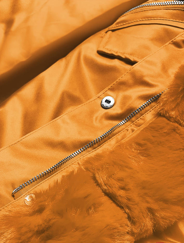 Parka damska z futerkiem pomarańczowa (5m762-254)