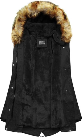 PARKA Z PODPINKĄ CZARNA (B2635)
