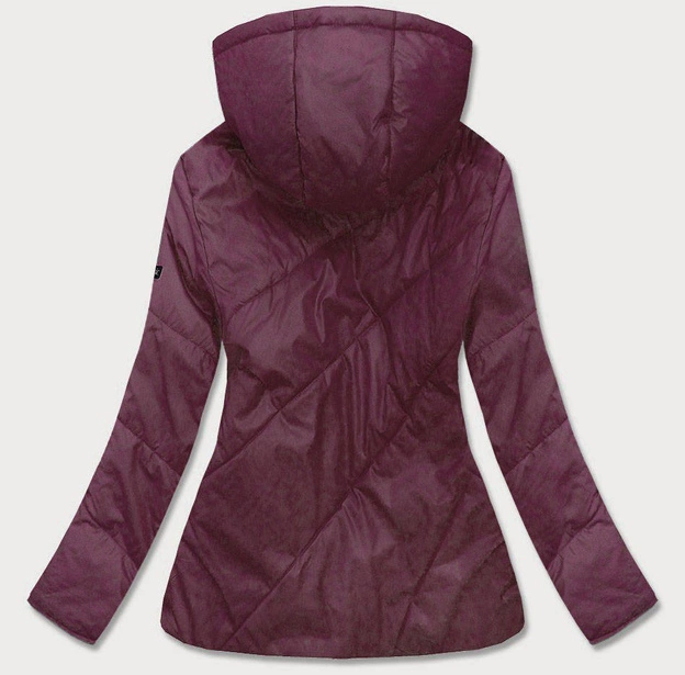 PIKOWANA DAMSKA KURTKA Z KAPTUREM OBERŻYNA (B9552BIG)