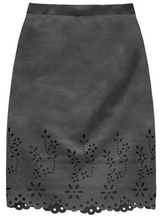 ZAMSZOWA SPÓDNICA Z AŻUROWYM DOŁEM GRAFITOWA (3229)