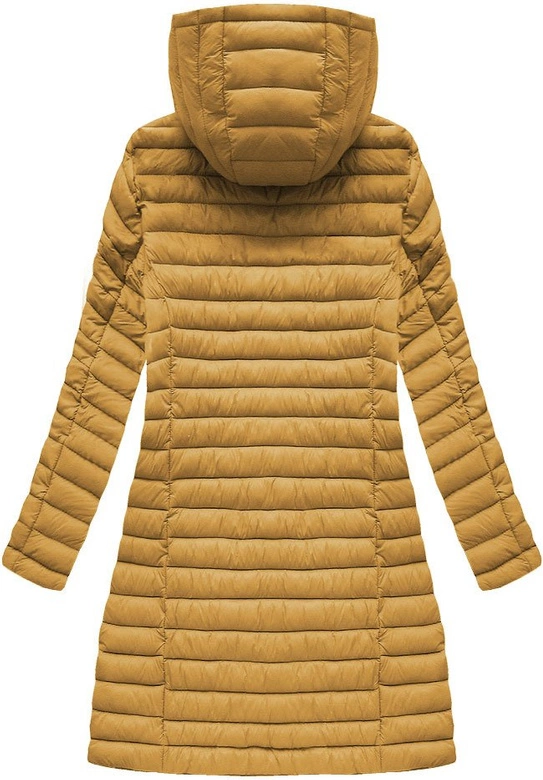 PIKOWANA KURTKA Z KAPTUREM MUSZTARDOWA (7472-PLUS)