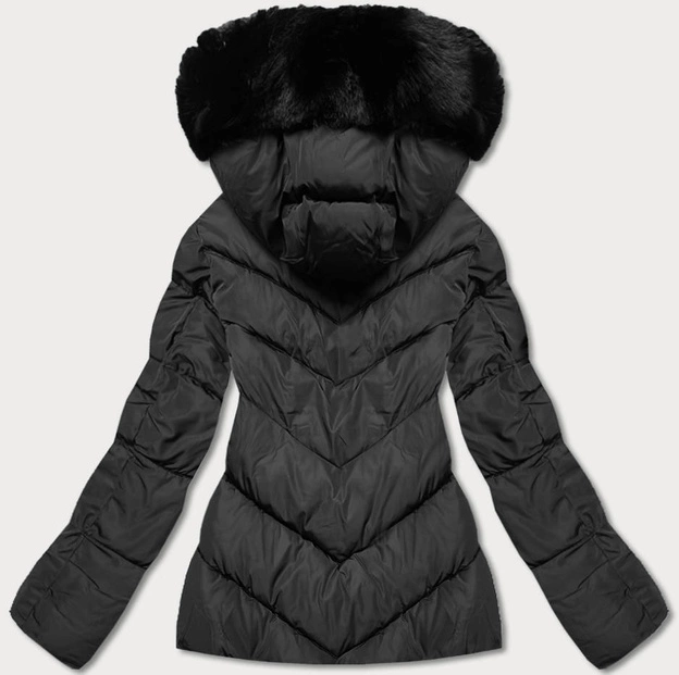 Krótka kurtka damska zimowa czarna (TY035-1)
