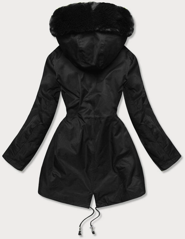 KURTKA ZIMOWA DAMSKA Z FUTRZANĄ PODSZEWKĄ CZARNA (B2718-1)