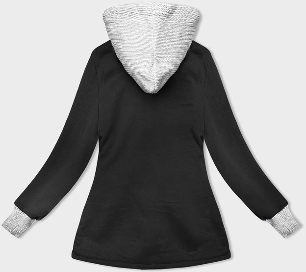 Damska bluza ze swetrowym kapturem czarna (AMG-312A)