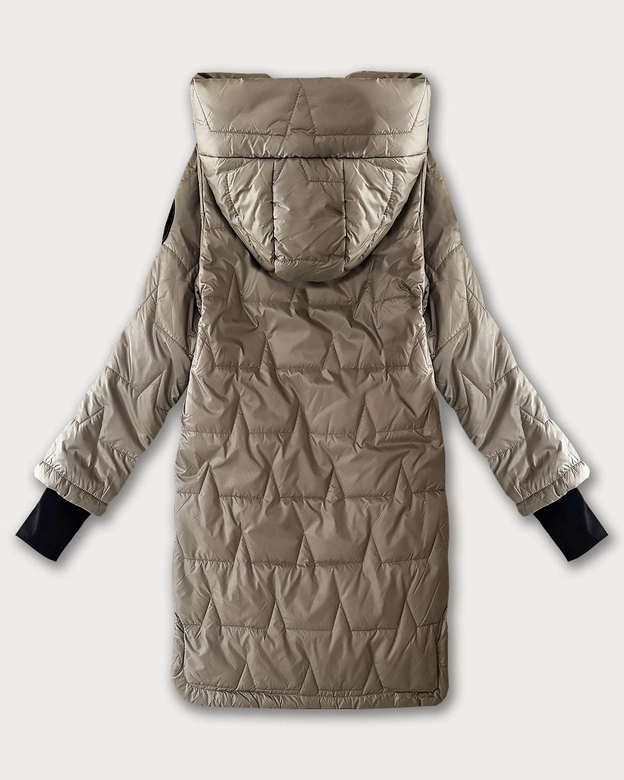 Pikowana kurtka damska z dzianinowymi ściągaczami S'West beżowa (B8505-12)