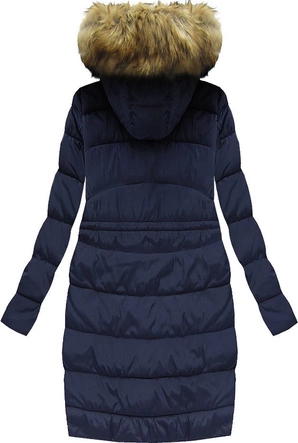 PIKOWANA KURTKA Z KAPTUREM GRANATOWA (W595-1)