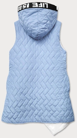 DŁUGA ASYMETRYCZNA KAMIZELKA DAMSKA NIEBIESKA (677ART)