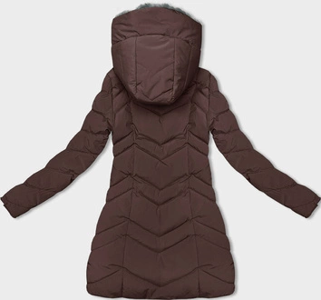 Damska kurtka zimowa na futerku brązowa (LHD-23023)