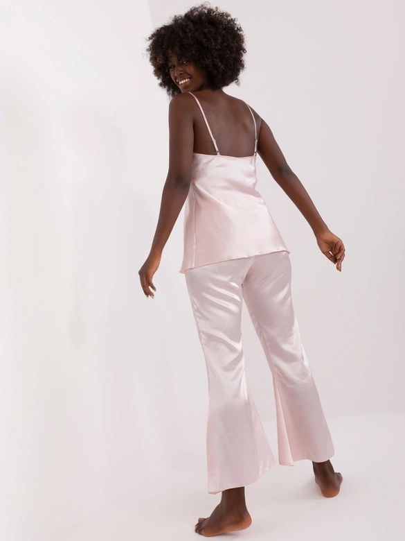 Trzyczęściowa satynowa piżama ze spodniami Goodlookin jasny róż (1079)