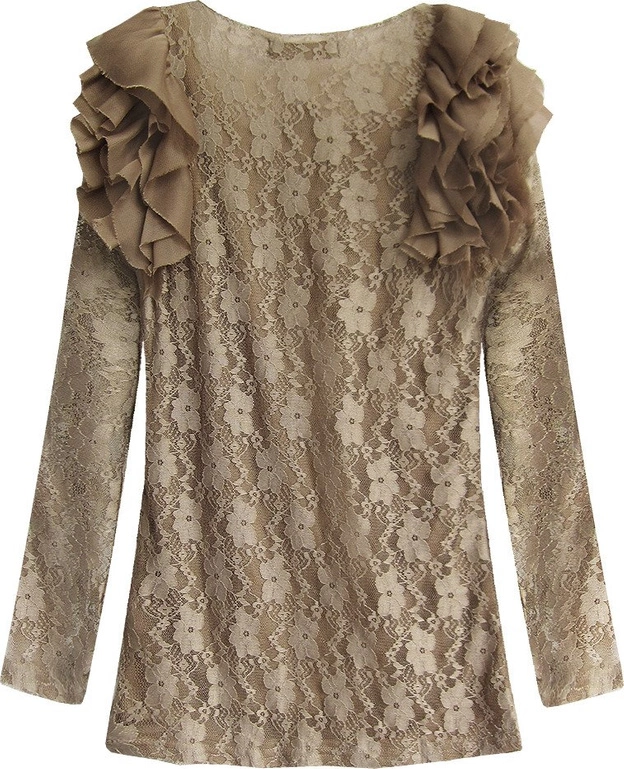 KORONKOWA BLUZKA W KWIATY CAPPUCCINO (3660)