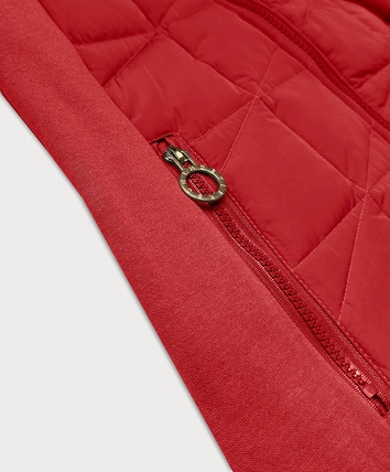 Rozpinana bluza damska z łączonych materiałów LHD ciemna czerwona (AMG-165)