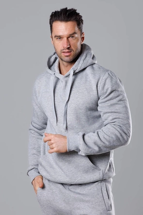 Męska bluza z kapturem jasna szara (68B2009-2)