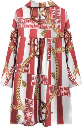 KOSZULA OVERSIZE WE WZORY BIAŁO-CZERWONA (301ART)